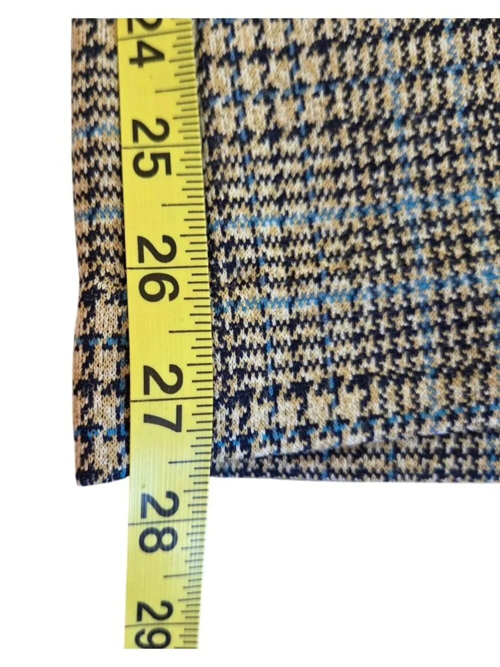 Vtg 70's Mens Houndstooth Flared Dress Pants Trousers Blue & Black Retro 40x28